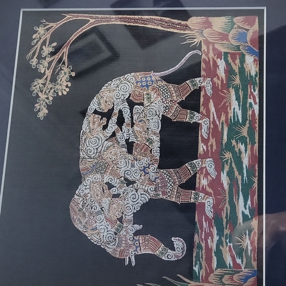 Vintage Elephant Silk Artwork - Picture 2 of 6